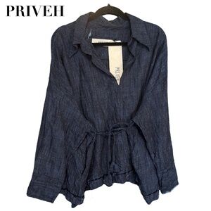 Priveh Long Sleeve Blouse in Color Night